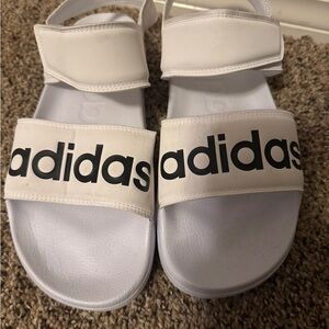 Adidas Navy Blue and White Sandals